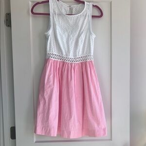 Lilly Pulitzer white eyelet and pink seersucker dress size 4